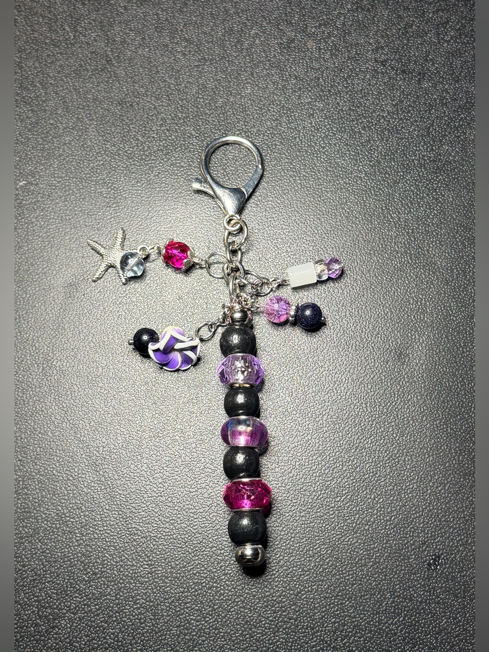 ✨Handmade✨Purple & Pink Beaded Bag Charm